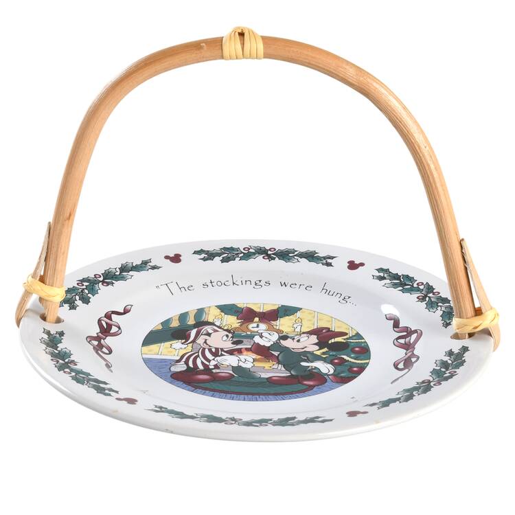 Twas The Night Before Christmas 5 3/8"-5 5/8" Bamboo Handled Serving Plate  HC