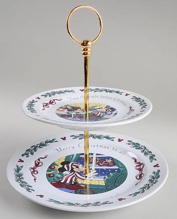Twas The Night Before Christmas 2 Tiered Serving Tray (Dinner & Salad Plate)