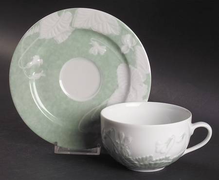 Promenade Green Flat Cup & Saucer Set