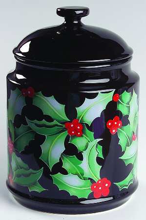 Holly Cookie Jar & Lid