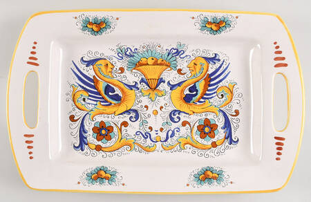 Raffaellesco (Scalloped) 18" Rectangular Handled Tray