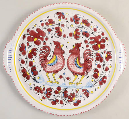 Red Rooster Cake Plate