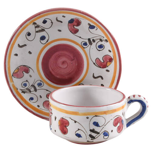 Red Rooster Flat Cup & Saucer Set