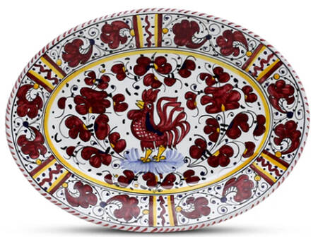 Red Rooster Large Oval Dinner Plate
