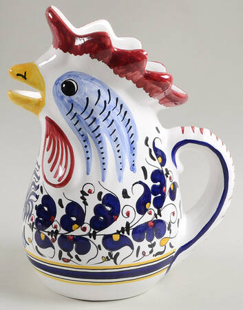 Blue Rooster Figural Pitcher
