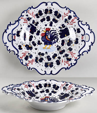 Blue Rooster Handled Serving Tray