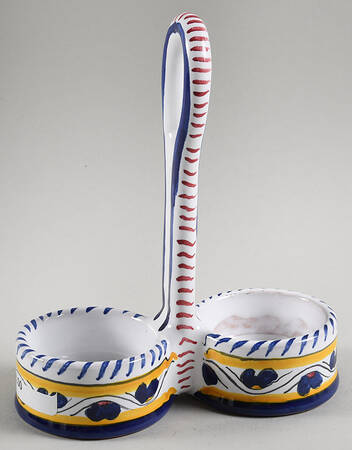 Blue Rooster Tray for Salt & Pepper Set with Metal Lids