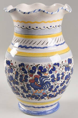 Blue Rooster 9" Vase