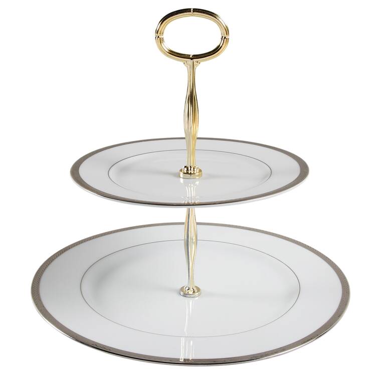 Laurel Platinum 6 5/8"-10"  2 Tiered Serving Tray (Dp, Sp) HC