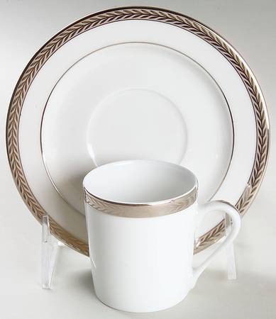 Laurel Platinum Flat Demitasse Cup & Saucer Set