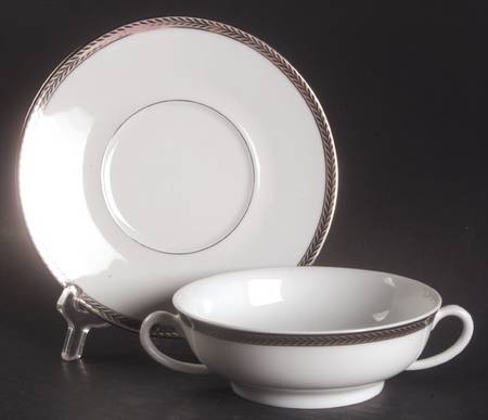 Laurel Platinum Flat Cream Soup Bowl & Saucer Set