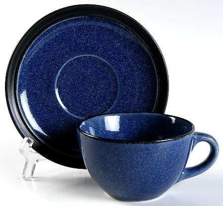 Arento Blue Flat Cup & Saucer Set