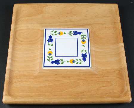 San Nicolo Square Wood Tray W/Ceramic Insert