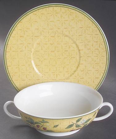 V & A Kensington Flat Cream Soup Bowl & Saucer Set