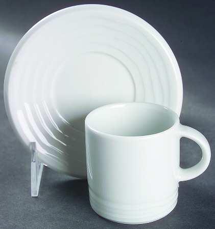 Glace White Flat Demitasse Cup & Saucer Set