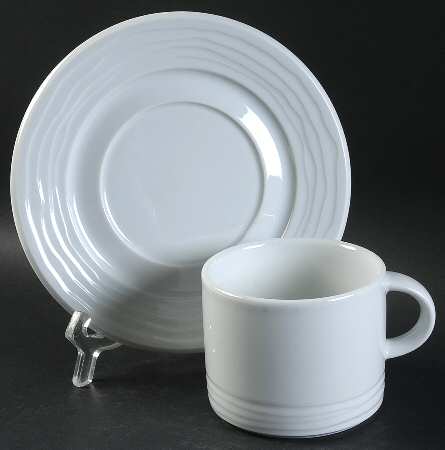 Glace White Flat Cup & Saucer Set