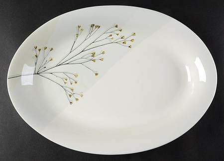 Green Flora 14" Oval Serving Platter