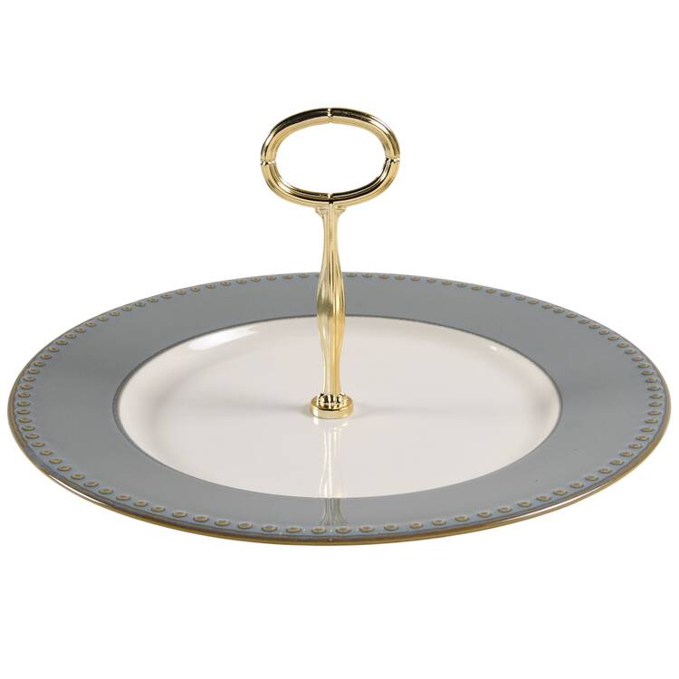 Reactic Slate (Gray) Round Serving Plate with Center Handle (Dp) Hc