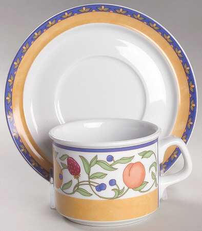 Fiance Fruits Flat Cup & Saucer Set
