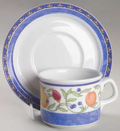 Fiance Fruits Flat Cup & Saucer Set