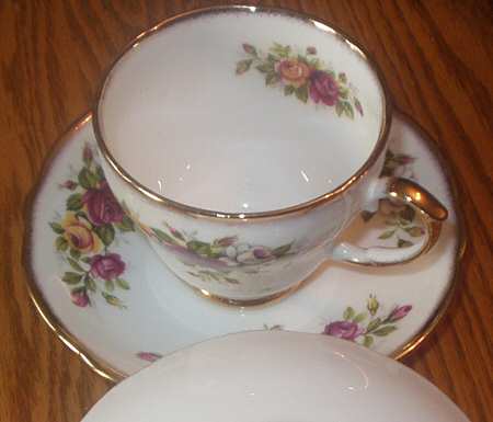 English Garden (Amber Shape) Footed Cup & Saucer Set