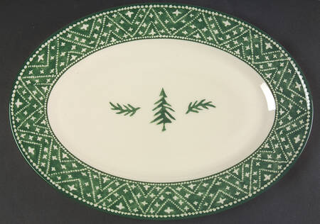 Nordic Knits Green 15" Oval Serving Platter