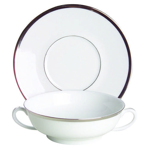 Senat Platinum Flat Cream Soup Bowl & Saucer Set
