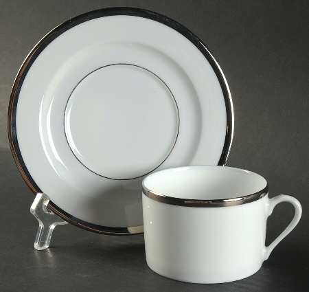 Senat Platinum Flat Cup & Saucer Set