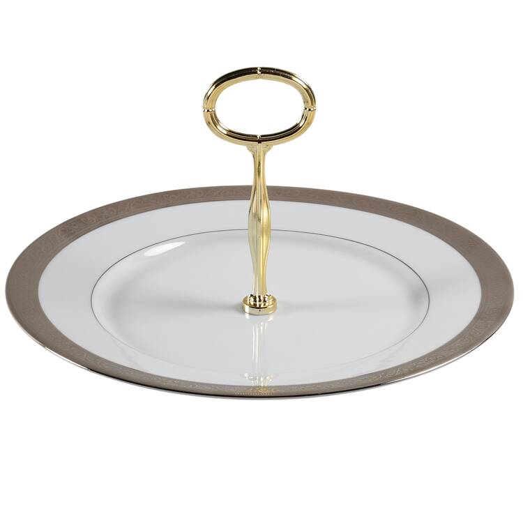 Trianon Platinum Round Serving Plate with Handle (CH) HC