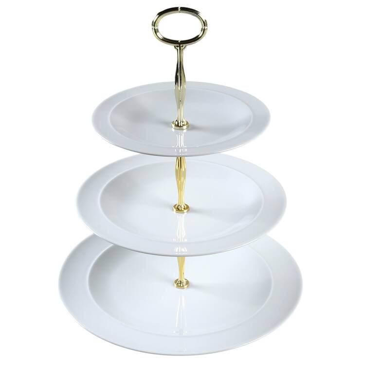 White 13 7/8"-14 1/4" 3-Tiered Serving Tray(DP,SP,BB) HC