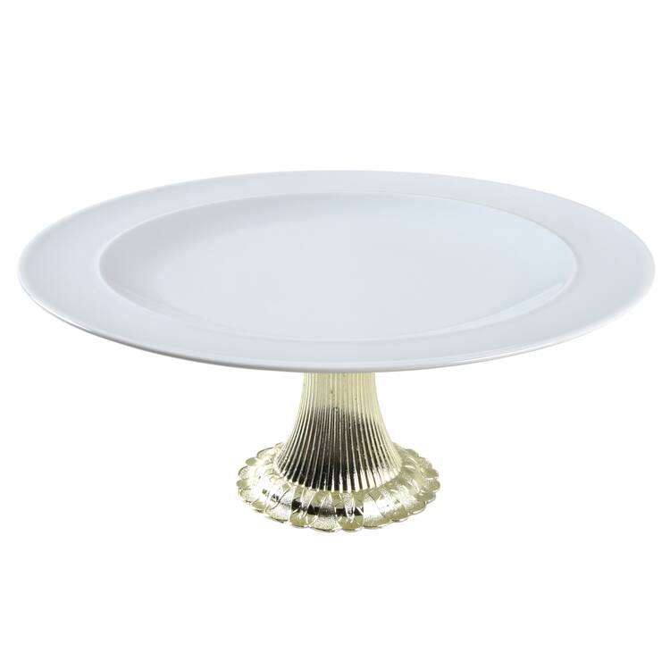 White Cake Stand with 4"-5" Metal Pedestal  Hc