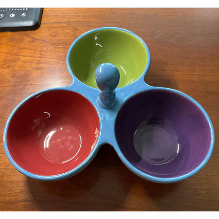 Caribe (Accessories) 3-Part Relish with Center Ceramic Handle