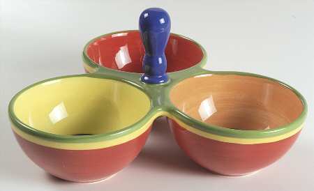 Caribe (Accessories) 3-Part Relish with Center Ceramic Handle