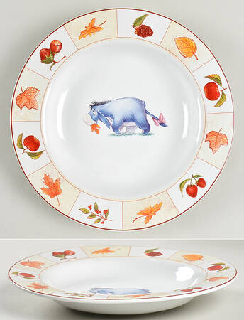 Winnie The Pooh (Red Grid Border) 9" Individual Pasta Bowl