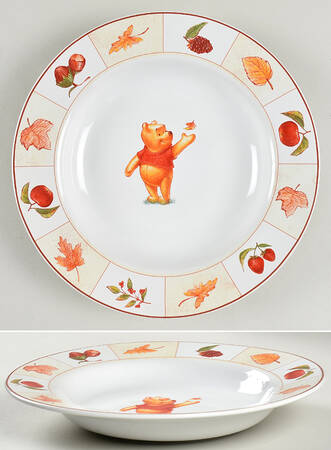 Winnie The Pooh (Red Grid Border) 9" Individual Pasta Bowl