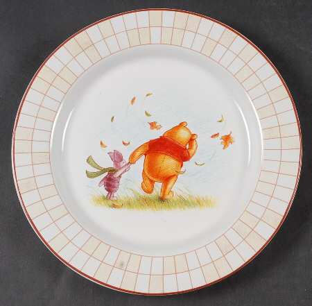 Winnie The Pooh (Red Grid Border) Salad Plate