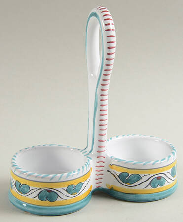 Green Rooster (Orvieto) Tray for Salt & Pepper Set with Metal Lids