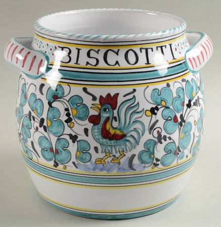 Green Rooster (Orvieto) Biscotti Jar No Lid