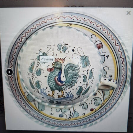 Green Rooster (Orvieto) Footed Cup & Saucer Set