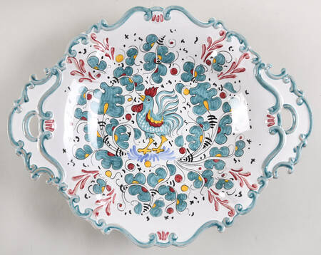 Green Rooster (Orvieto) Handled Serving Tray