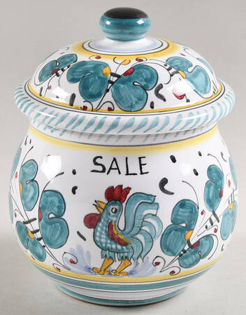 Green Rooster (Orvieto) Salt Box & Lid