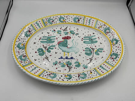 Green Rooster (Orvieto) 16" Oval Serving Platter