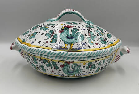 Green Rooster (Orvieto) Oval Covered Vegetable