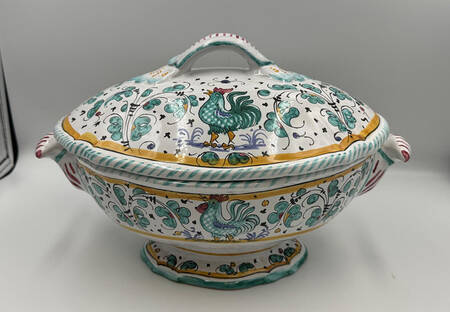 Green Rooster (Orvieto) Oval Covered Vegetable