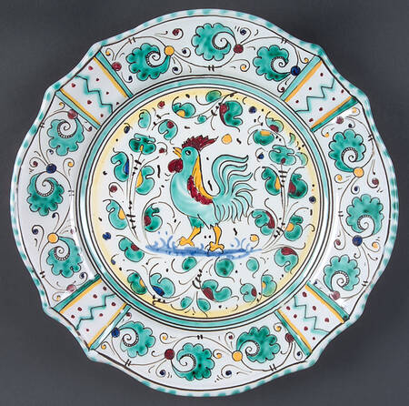 Green Rooster (Orvieto) Scalloped Dinner Plate