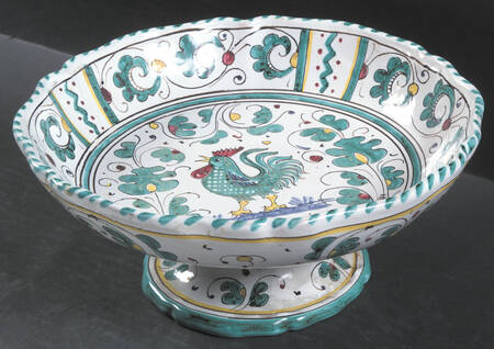Green Rooster (Orvieto) Round Compote (Height X Width)