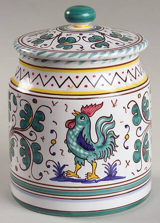 Green Rooster (Orvieto) Medium Canister & Lid