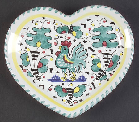Green Rooster (Orvieto) 6" Heart Plate