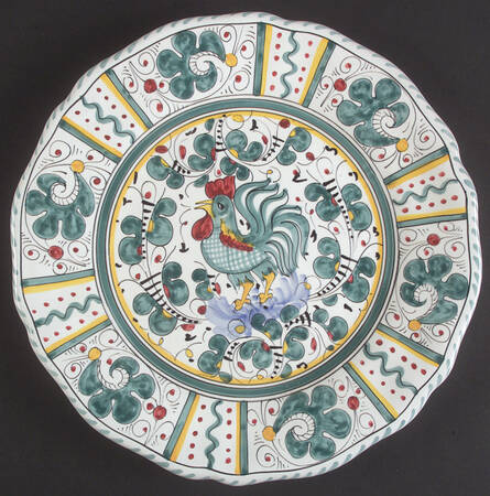 Green Rooster (Orvieto) Scalloped Dinner Plate