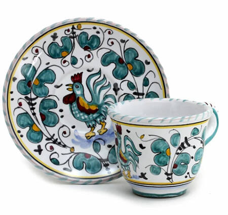 Green Rooster (Orvieto) Espresso Cup and Saucer Set